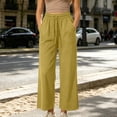 thumbnail image 5 of Levmjia Women's High Waisted Wide Leg Pants with Drawstring Side Pockets Front Slit Flowy Pants Casual Yoga Lounge Trousers for Summer, 5 of 6