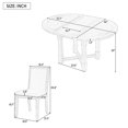 thumbnail image 3 of 5-Piece Extendable Dining Table Set for 4, Round Dining Table and 4 Upholstered Chairs, Farmhouse Kitchen Table Set with Removable Leaf for Dining Room and Kitchen, Brown, 3 of 9