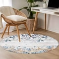 thumbnail image 4 of Round Area Rug 3 Ft, Blue Beige Coastal Washable Non-Slip Circle Carpet for Living Room/Bedroom, Beach Starfish Summer Eucalyptus Retro Low-Profile Small Floor Mats Collection Rugs for Indoor, 4 of 8