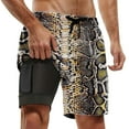 thumbnail image 2 of Telankuip Mens Leopard & Zebra Print Swim Trunks 2 in 1 with Compression Liner Pockets Drawstring Quick Dry Stretch Lined Swim Shorts Animal Pattern Comfy Holiday Beach Shorts 1-Brown XXXXL, 2 of 4