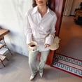 thumbnail image 6 of Women'S Wrap Button Down Blouse Long Sleeve Lapel Shirts Asymmetrical Going Out Tops Office Outfits White M, 6 of 7