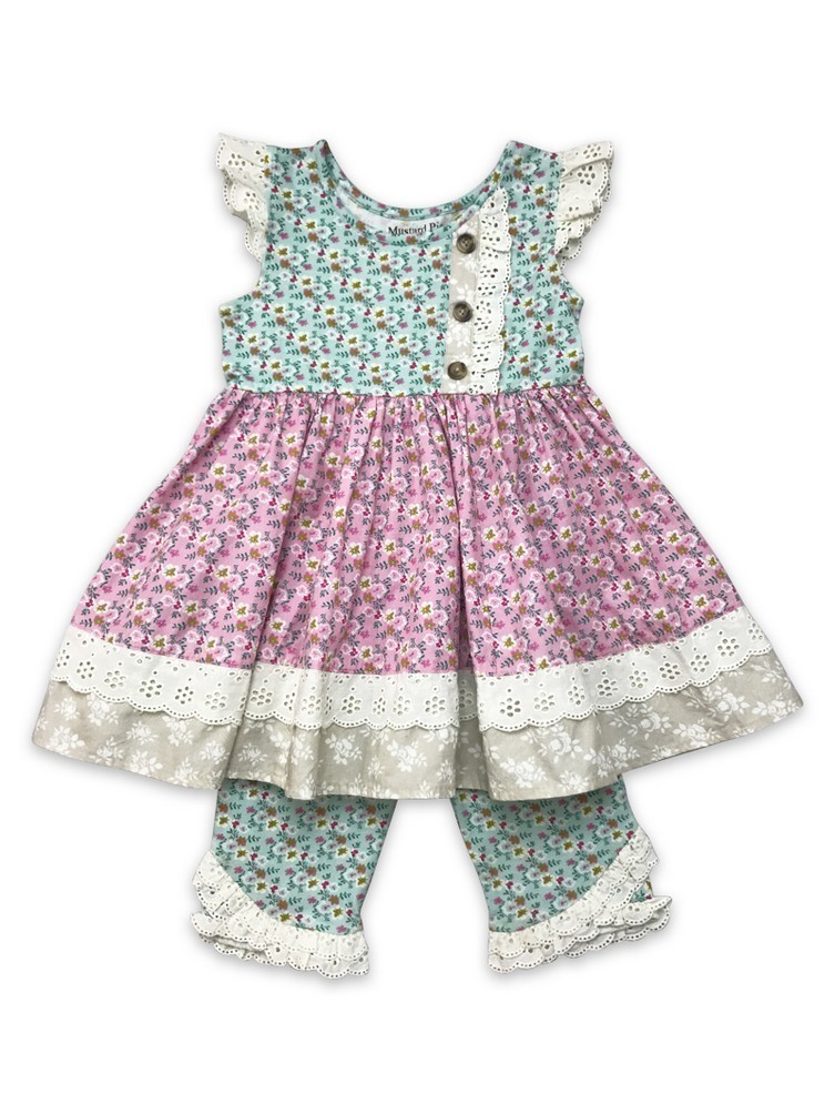 Mustard Pie Baby Girls Aqua Pink Rustic 