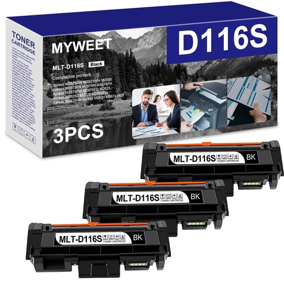 MLT-D116S Toner Cartridge 3-Pack Black High Yield Compatible for Samsung 116S MLT116S D116S for Xpress M2825WN M2675FN M2875FD M2625 M2626 M2885FW M288x M262x M267x Printers