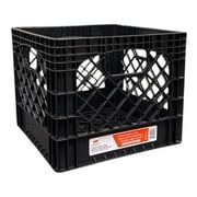 Juggernaut Storage 16QT Heavy-Duty Plastic Milk Crate Black with Built-in Handles