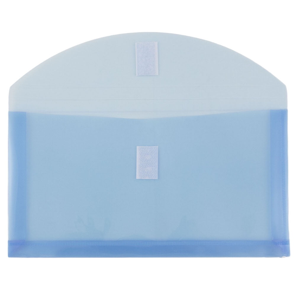 JAM Paper #10 Business Plastic Filing Envelope with Hook & Loop Closure, 5 1/4" x 10", Blue, 108/pack