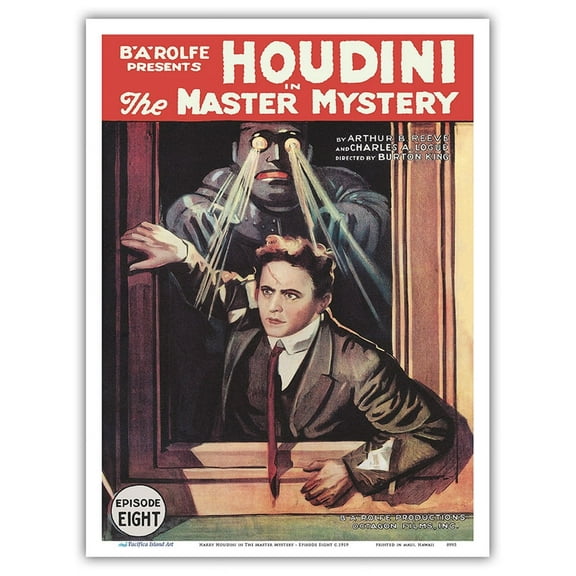 Harry Houdini in The Master Mystery - Episode Eight - Vintage Film Movie Poster c.1919 - Master Art Print (Unframed) 9in x 12in
