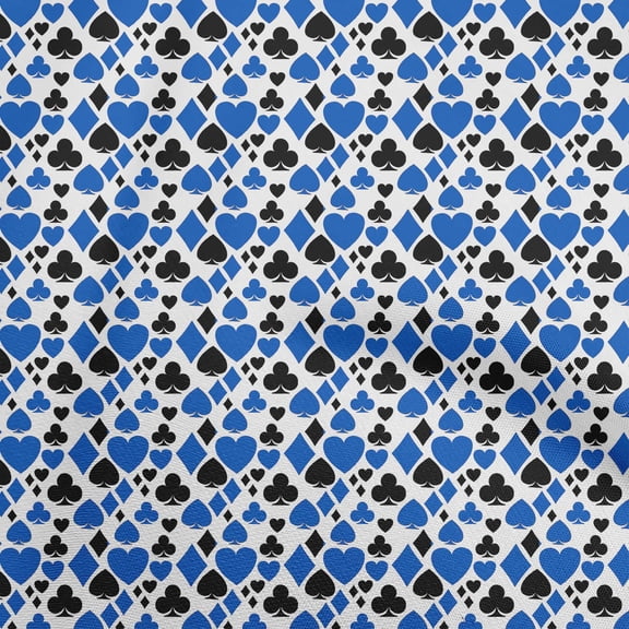 oneOone Polyester Spandex Medium Blue Fabric Poker Card Sewing Material Print Fabric By The Yard 56 Inch Wide
