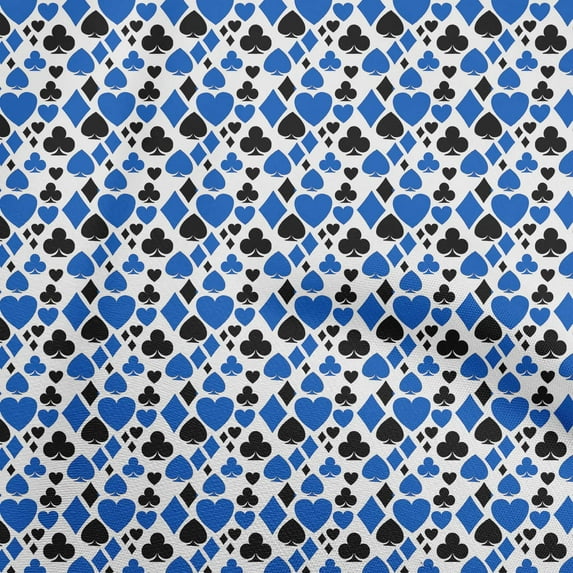 oneOone Velvet Medium Blue Fabric Poker Card Dress Material Fabric Print Fabric By The Yard 58 Inch Wide