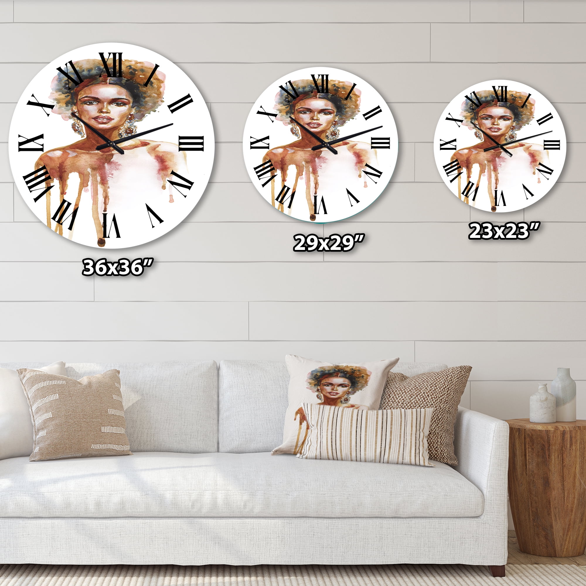 Designart 'Portrait Of African American Woman Xiii' Modern Wall Clock