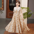 thumbnail image 3 of Vestido largo de verano para niñas, manga corta, flor, copo de nieve, ropa para niños, vestido de princesa de verano, tela de poliéster de estilo coreano, 3 of 4