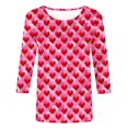 thumbnail image 4 of VKOYWKM Womens Valentine's Day Tshirts Romantic Love Heart Graphic Tees 3/4 Sleeve Casual Spring Tops Hoiday Crew Neck Loose Fit Valentine T-Shirts, 4 of 5