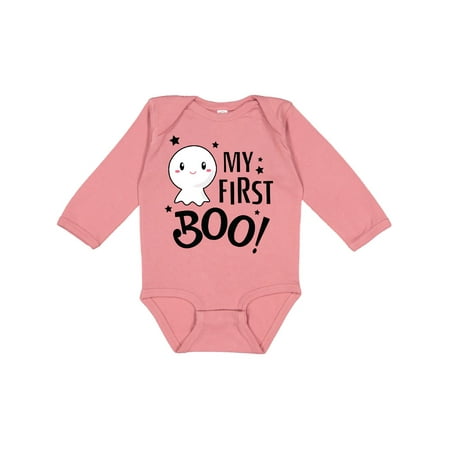 

Inktastic My 1st Boo with Cute Ghost Gift Baby Boy or Baby Girl Long Sleeve Bodysuit