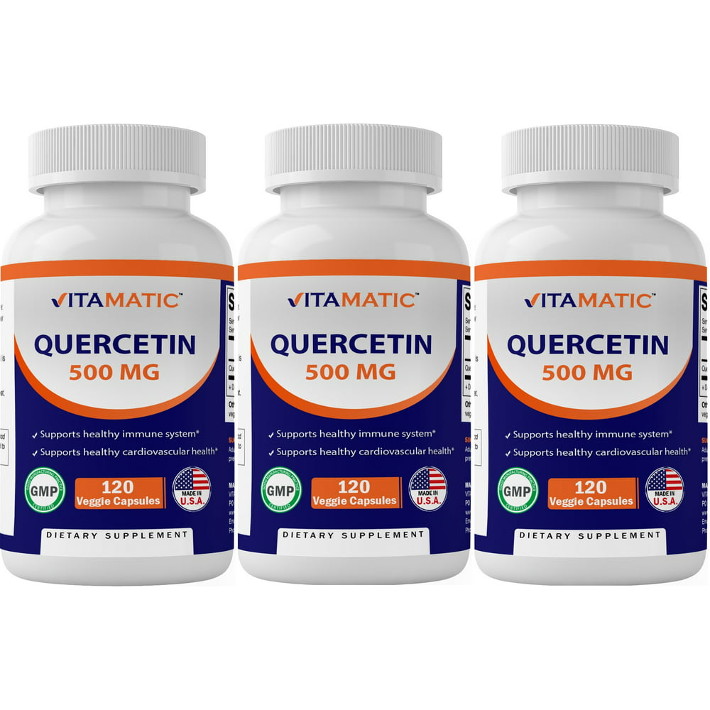 3 Pack Vitamatic Quercetin 500mg Supplement - 120 Veggie Capsules ...