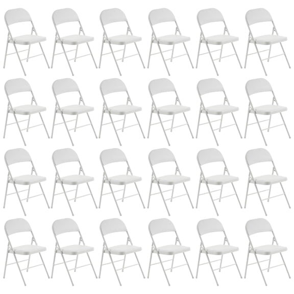 4 Pack White Folding Chairs with Padded Seat and Back, Steel Frame for,White