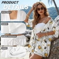 thumbnail image 6 of Xoenoiee Bee Daisy Print Women's Hawaiian Beach Outfit 2 Piece Short Sleeve Swim Cover Up Shorts Set Summer Open Front Kimono Cardigan Vacation Beachwear, S, 6 of 7