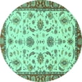 thumbnail image 1 of Ahgly Company Indoor Round Oriental Turquoise Blue Traditional Area Rugs, 7' Round, 1 of 4
