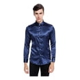 thumbnail image 1 of Camisas De Vestir De Seda Satinada Brillante Para Hombre, 1 of 8