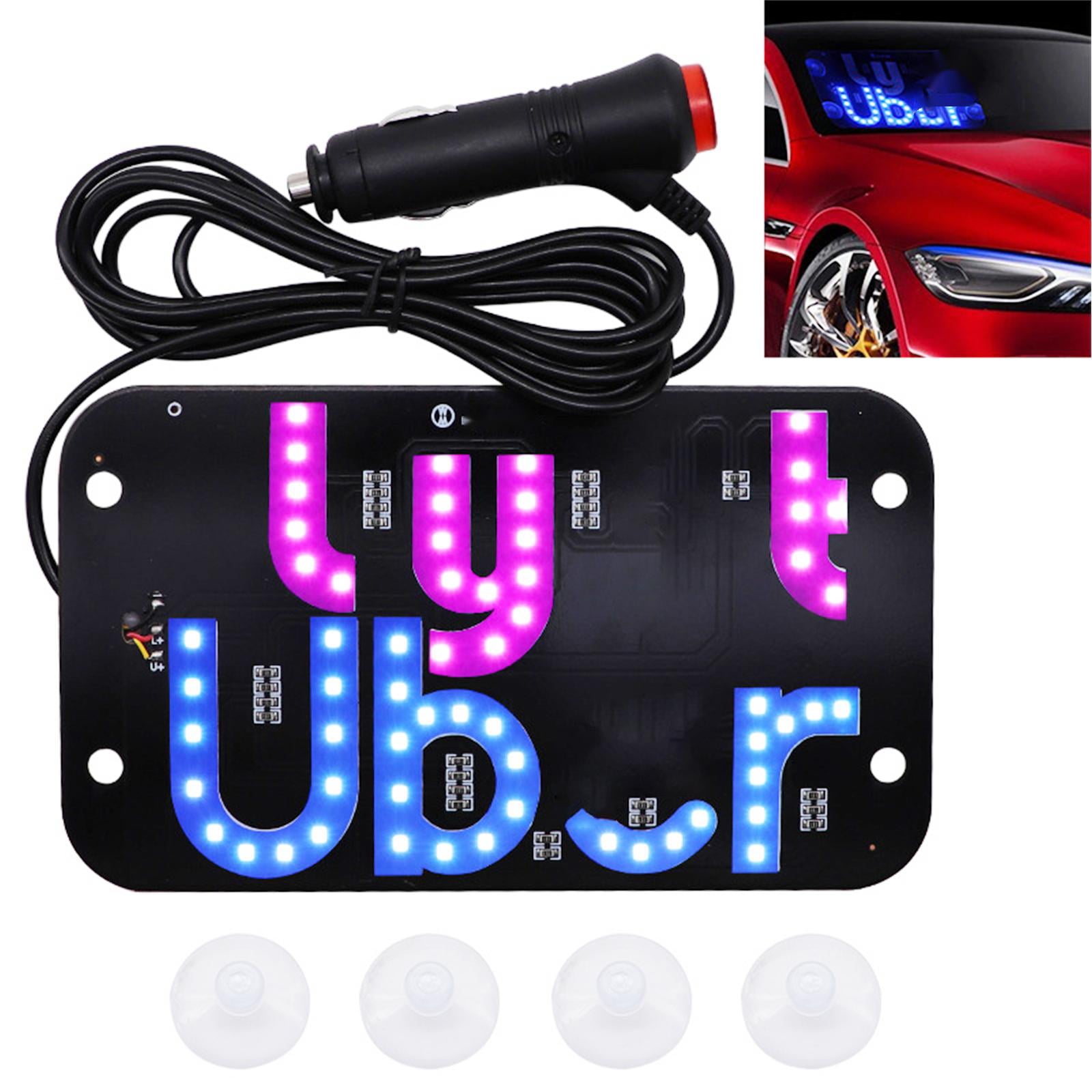 LED USB Sign Light Pink White Glow Sign Decal Stickers with Suction Cups Flashing Hook on Car Window with DC12V Car USB Socket 