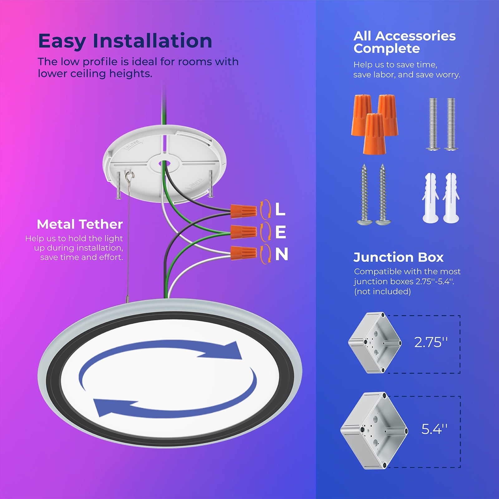 BLNAN 13'' RGB Flush Mount Ceiling Light with Remote Control, 24W 2400LM 3000K-6500K Dimmable Color Changing Wired Led Light Fixture for Bedroom Kids Room Party Festival, Black