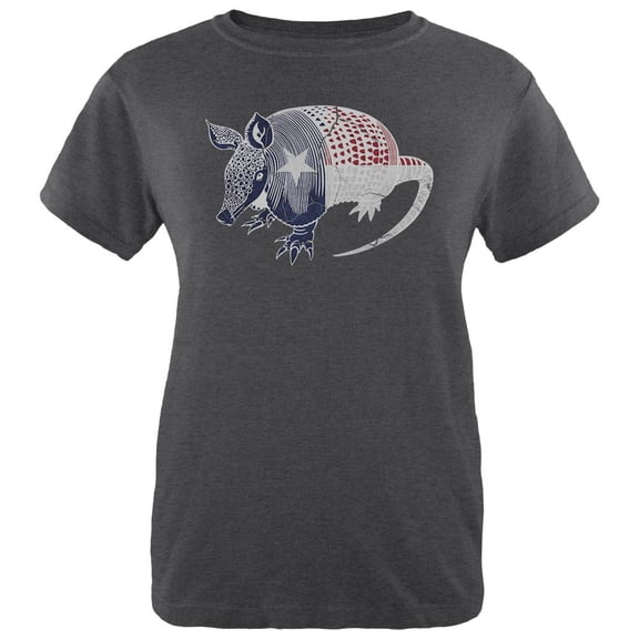 Armadillo Texas State Flag Distressed Silhouette Womens Heather T Shirt Deep Heather LG