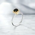 thumbnail image 4 of Gem Stone King 1.55 Ct Cushion Checkerboard Black Onyx E-F Lab Grown Diamond 925 Silver and 10K Yellow Gold Ring (Size 8), 4 of 4