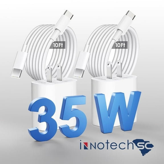 For Apple I Phone 15 /15 Pro/15 pro max USB C Wall Charger Fast Charging 2 pack 35W PD ( MFI Certified) Adapter with 10 ft USB C Braided Cable Compatible with IPhone 15/15Pro/15 ProMAX- 2 pack