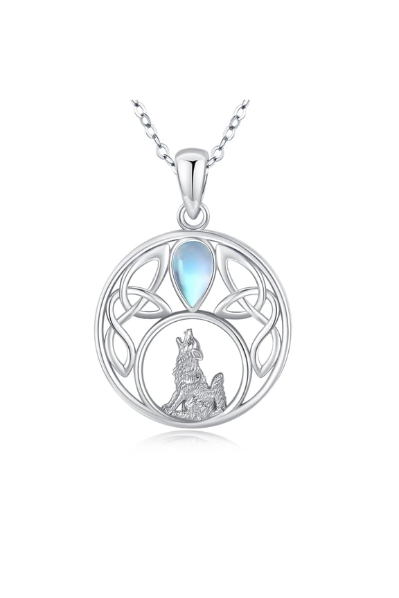 Wolf Necklace for Women S925 Sterling Silver Celtic Wolf Necklace Tree of Life Pendant Animal Jewelry Gift for Mom Daughter Wife Halloween Christmas