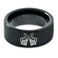 thumbnail image 2 of Tungsten Cheers Beer Drink Band Ring 9mm Men Women Comfort Fit Black Flat Cut Brushed Polished, 2 of 4