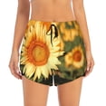 thumbnail image 2 of Gukieu Golden Sunflower In Field Print Women's Sports Shorts with Drawstring Elastic Waistband for Running, Yoga, Fitness-Large, 2 of 7