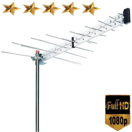 Premium BoostWaves Yagi Roof Top TV Antenna Optimized HDTV Digital Outdoor Directional Aerial VHF UHF FM - Solid Metal Construction 2 Year