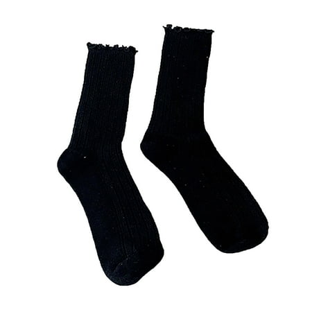 

GWAABD Womens Thigh High Socks Women Casual Solid Color Lace Striped Texture Midtube Socks