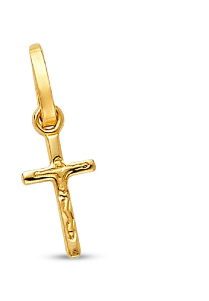 14k White And Yellow Gold Jesus Crucifix Cross Religious Pendant Charm