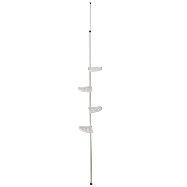 4 Tier Plastic Tension Pole Shelf By, Tension Rod Shelving Units