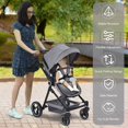 thumbnail image 4 of Historyli Cochecito 2 en 1 reversible con asiento para bebé,capazo plegable con una mano,cómodo cochecito con reclinable y capota extragrande,color gris oscuro, 4 of 7