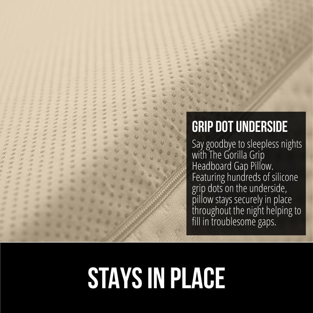 High Density Foam Bed Wedge Pillow for Headboard Gap, Mattress Gap Filler with Gripping Dots for Support, King Size White