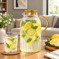 Ice Tea Pitcher Set 128 Ounces Glass Pitcher with Lid, Vintage Style Beverage Jug for Cold ...