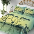 thumbnail image 5 of Ambesonne Country Fitted & Top Sheet Set with Shams, Tree Silhouettes Scenic, Yellow Blue, 5 of 8