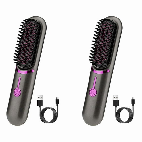 2X Wireless Hair Straightener Brush Fast Heated Straightener Brush Third Gear Adjustable Hair Curler Heating Comb