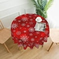thumbnail image 3 of Christmas Red Tablecloth, Winter Snowflake Round Tablecloth 60 Inch, Xmas Table Cloth for Rustic Farmhouse Kitchen Decor, Wipeable Polyester Fabric Table Cover for Holiday, 3 of 8