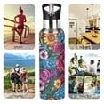 thumbnail image 7 of Yayeee 20oz Insulated Water Bottle Double Wall Stainless Steel with Flip Straw Lid, Charming Floral Pattern, 7 of 7