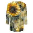 thumbnail image 4 of CFLVAEK Plus Size Womens Shirts Loose Fit 3/4 Length Sleeve Blouses Fashion Sunflower Graphic Tee Shirts Summer Fall Casual Tops for Women Yellow XL, 4 of 5