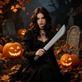 thumbnail image 3 of Machete Prop Heavy Duty Full Size Realistic Halloween Knife Accessory for Theme Party Role Playing Outdoor Adventure Decoration Use, 3 of 5