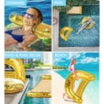 thumbnail image 3 of POZA Inflatable Gold Pool Floats Seating Bundle - Premium Luxurious Loungers Filled With Sparkle Gold Confetti, 36" Tube, 48" Pool Chair, and 56" Water Hammock Set - 3 Pieces Pack, 3 of 7