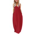 thumbnail image 1 of Youmylove Robes Maxi d'Été pour Femmes Robe Longue Unie à Col Rond Manches Longues Patchwork Mode Confortable Robe Maxi Fluide, 1 of 6