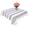 thumbnail image 2 of Purple Grey Stripe Table Cloth Waterproof Tablecloths, Modern Farmhouse Vertical Striped Tablecloth Dining Table Cover for Kitchen Party Tabletop Outdoor, Square Tablecloth 60x60 Inch, 2 of 9