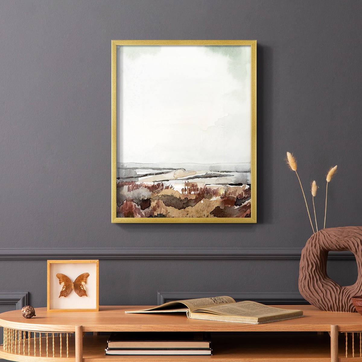 Coastal Inlet Study I Framed Print in Gold Solid Wood Framed Print No Nail Hanging