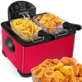 thumbnail image 1 of Secura 4 Liters / 17-Cup Stainless-Steel 1700-Watt Electric Deep Fryer with Timer Free Extra Odor Filter, Triple Basket, 4.5 Quarts, Red, 1 of 7