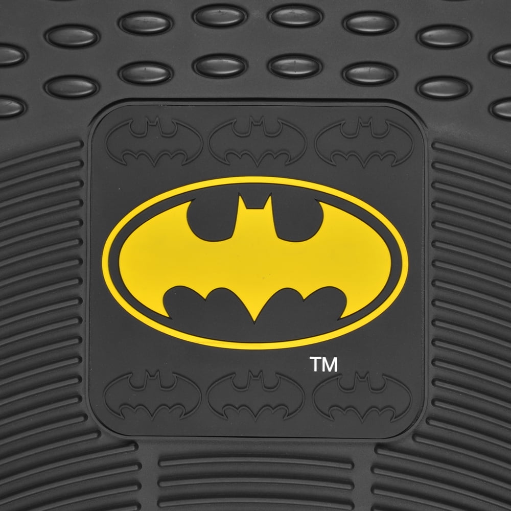 DC Comics - Batman Car Floor Mats 3pc Set - Logo on Heavy Duty Rubber, Fits Most Cars Trucks Van SUVs