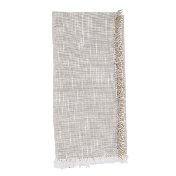 20 in. Two-Tone Fringe Square Napkins, Natural - Set of 4