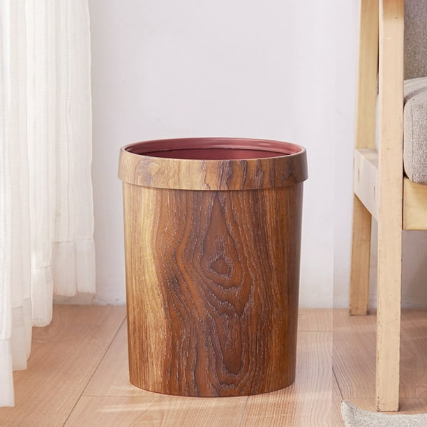 Retro Creative Wood Grain Trash Can Living Room Kitchen Trash Can